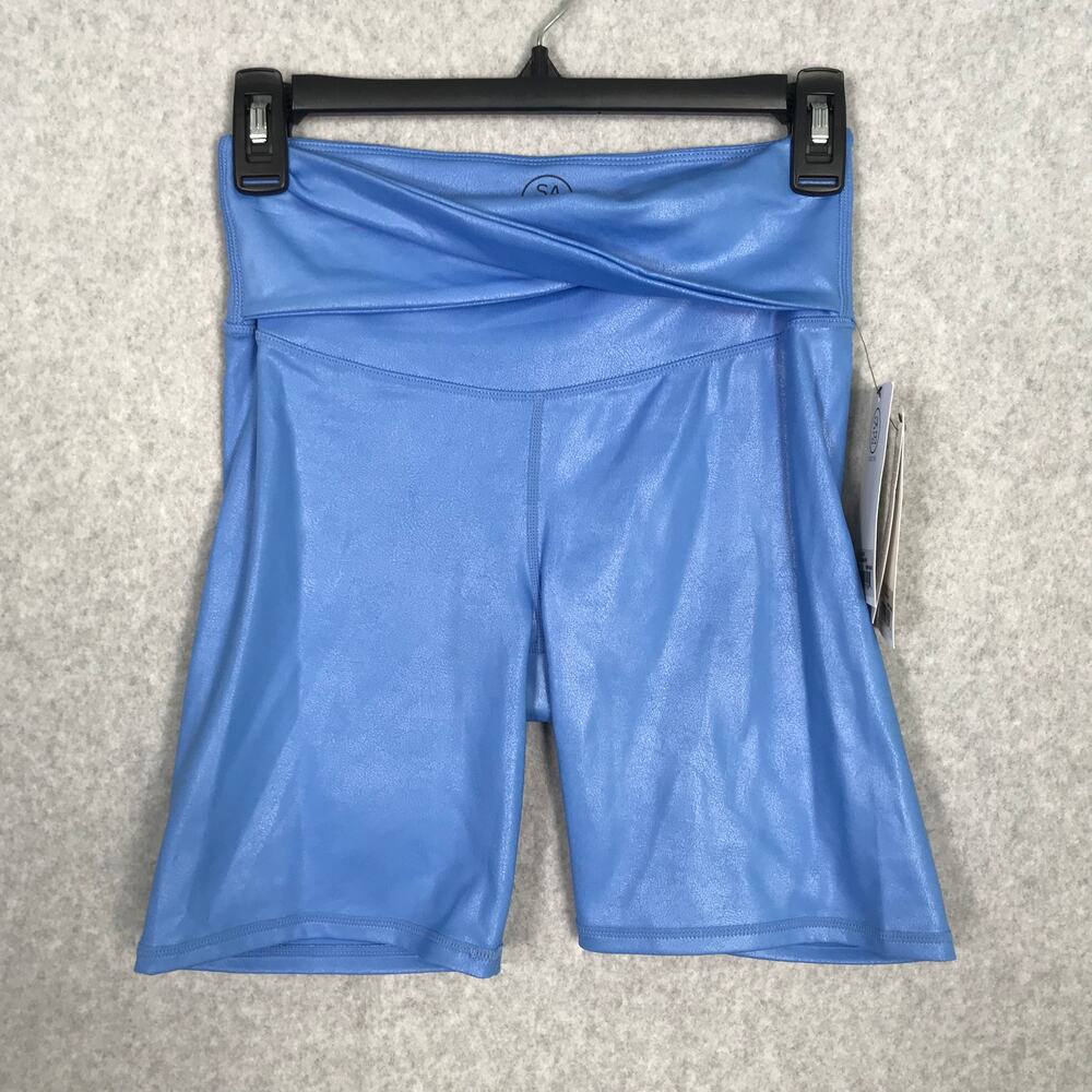 Sage Collective Shorts Womens Small Blue Bike Wrap Twist Shimmer‎ $55 NWT READ
